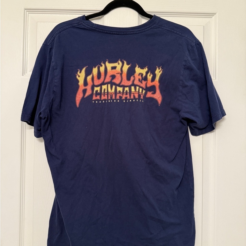 Hurley Blue Short Sleeve Tee Classic Crew Neck - Picture 2 of 5